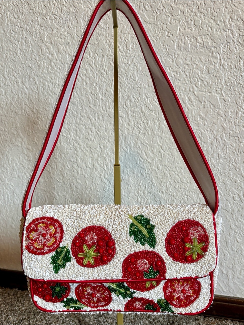 Tomato Beaded Bag- Made in India